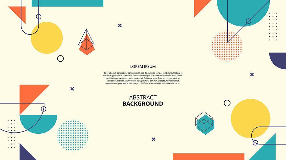Abstract flat 3d gemetric shapes background vector