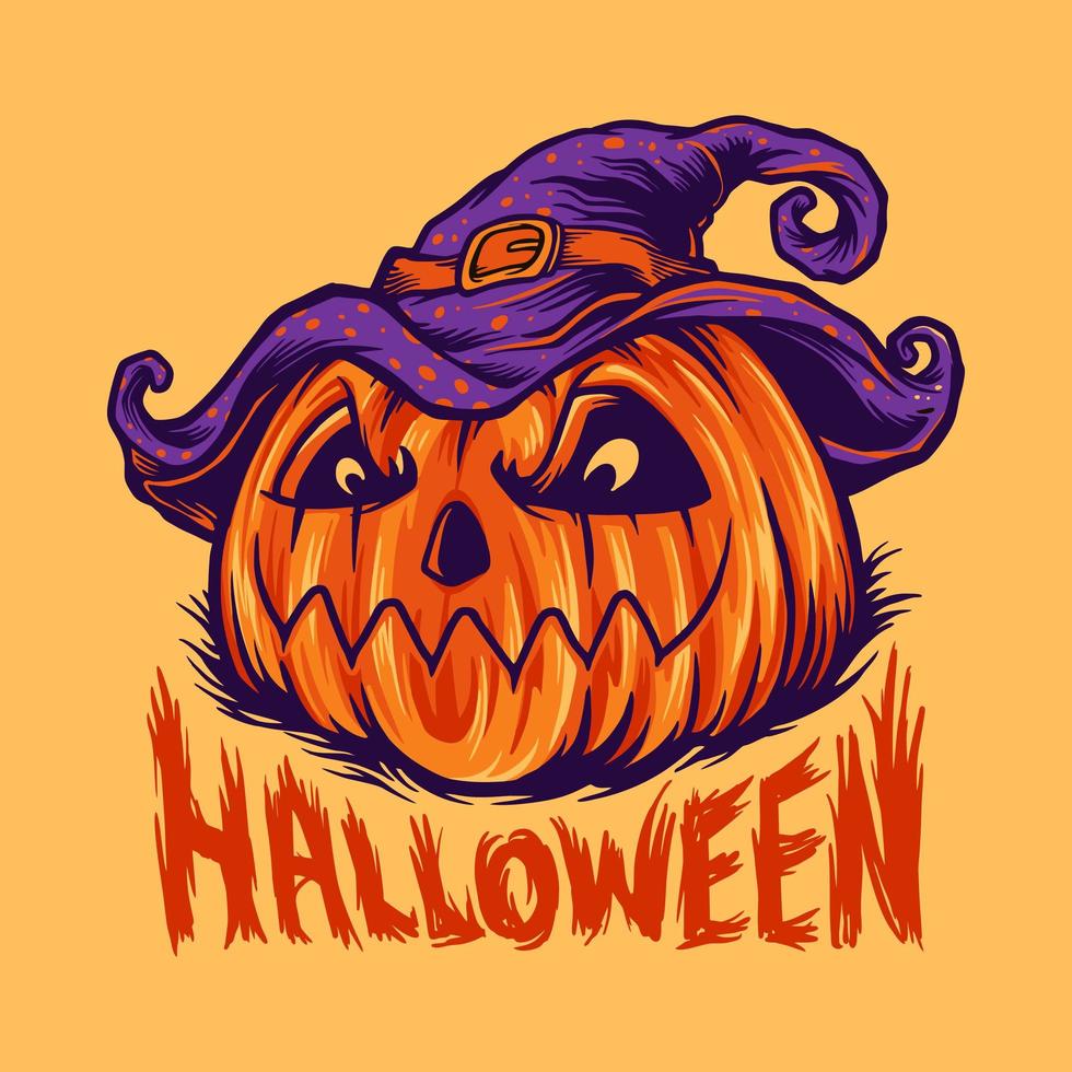 Ilustración de vector de calabaza de halloween extraña