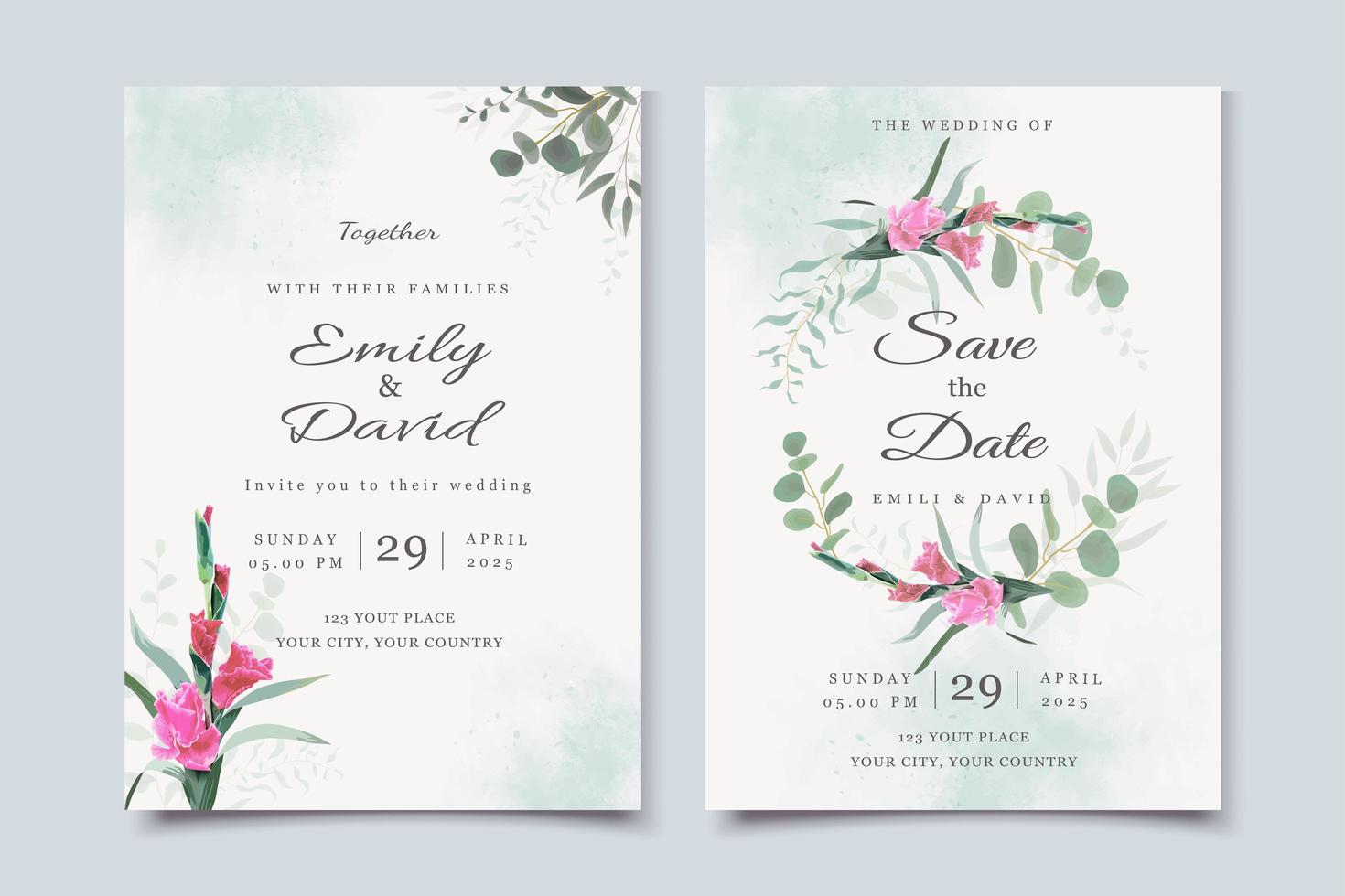 invitación de boda floral elegante vector