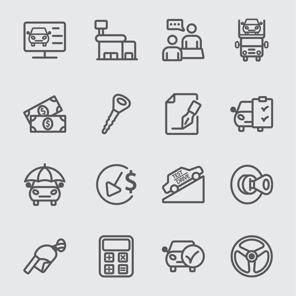 Car dealership line icons set vector