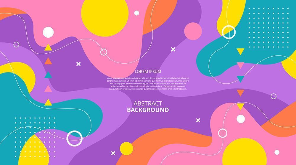 Abstract flat colorful geometric fluid shapes background vector