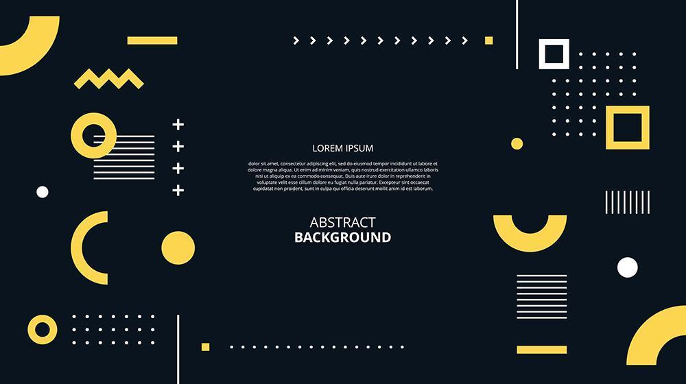 Abstract flat geometric shapes black background vector