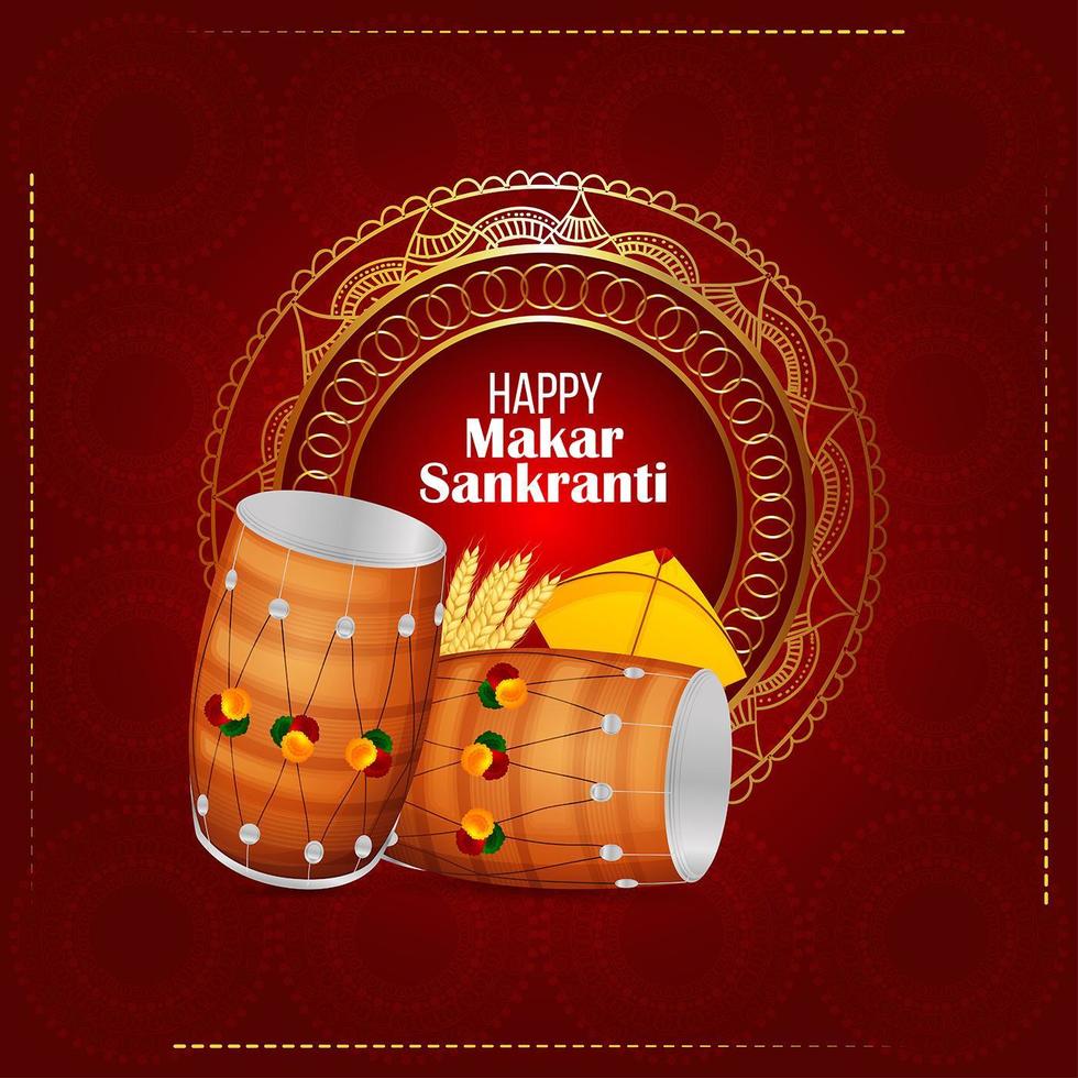 Happy makar sankranti creative elements and background vector