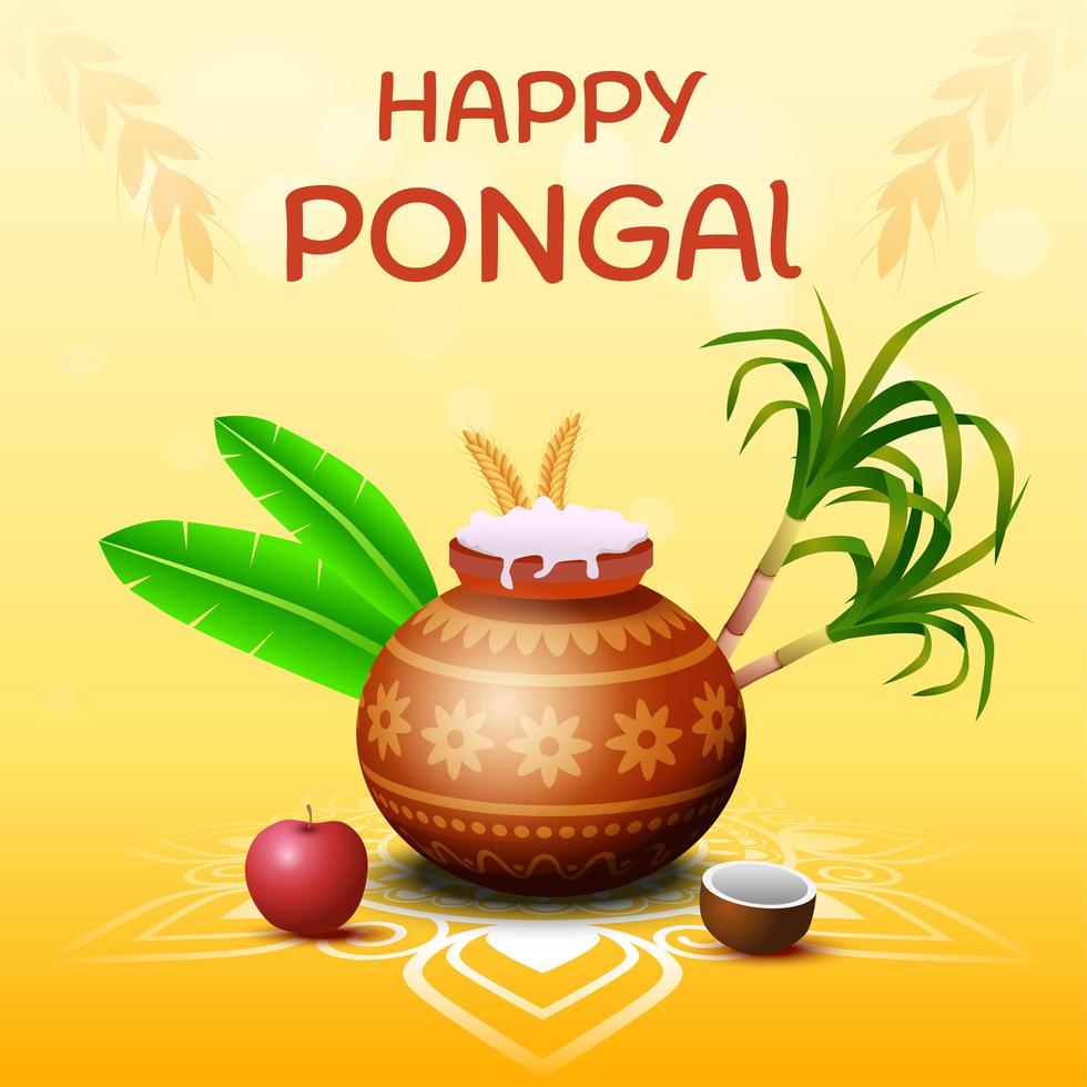 feliz celebración del festival festivo pongal vector