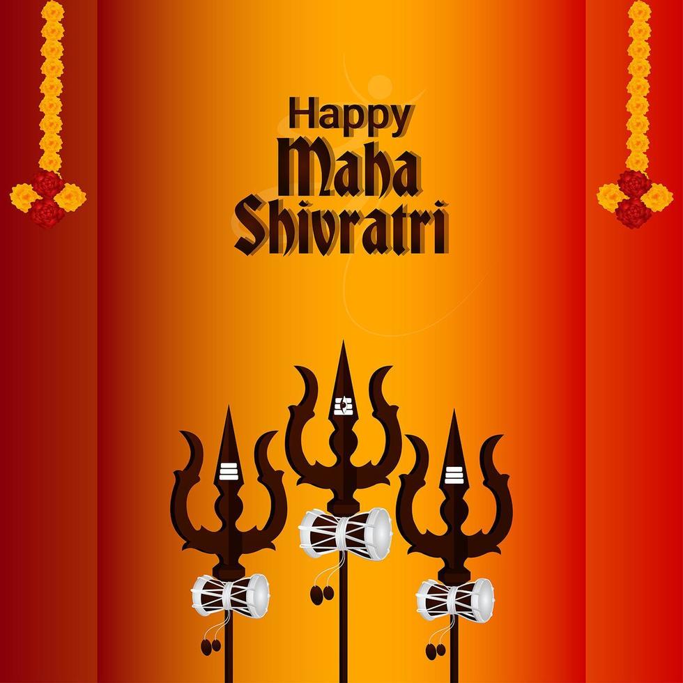 Lord Shivji trishul and background for happy maha shivratri vector