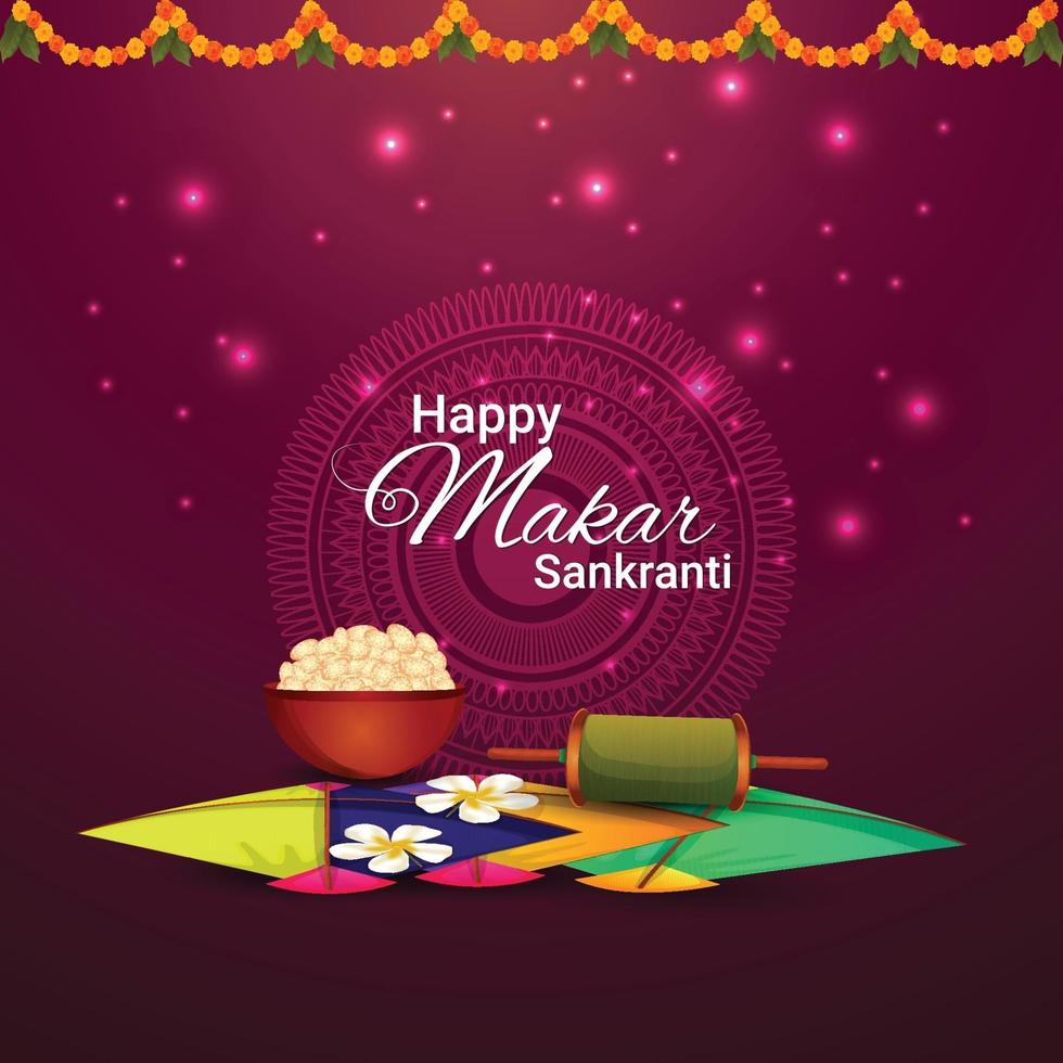 Happy makar sankranti greeting card vector