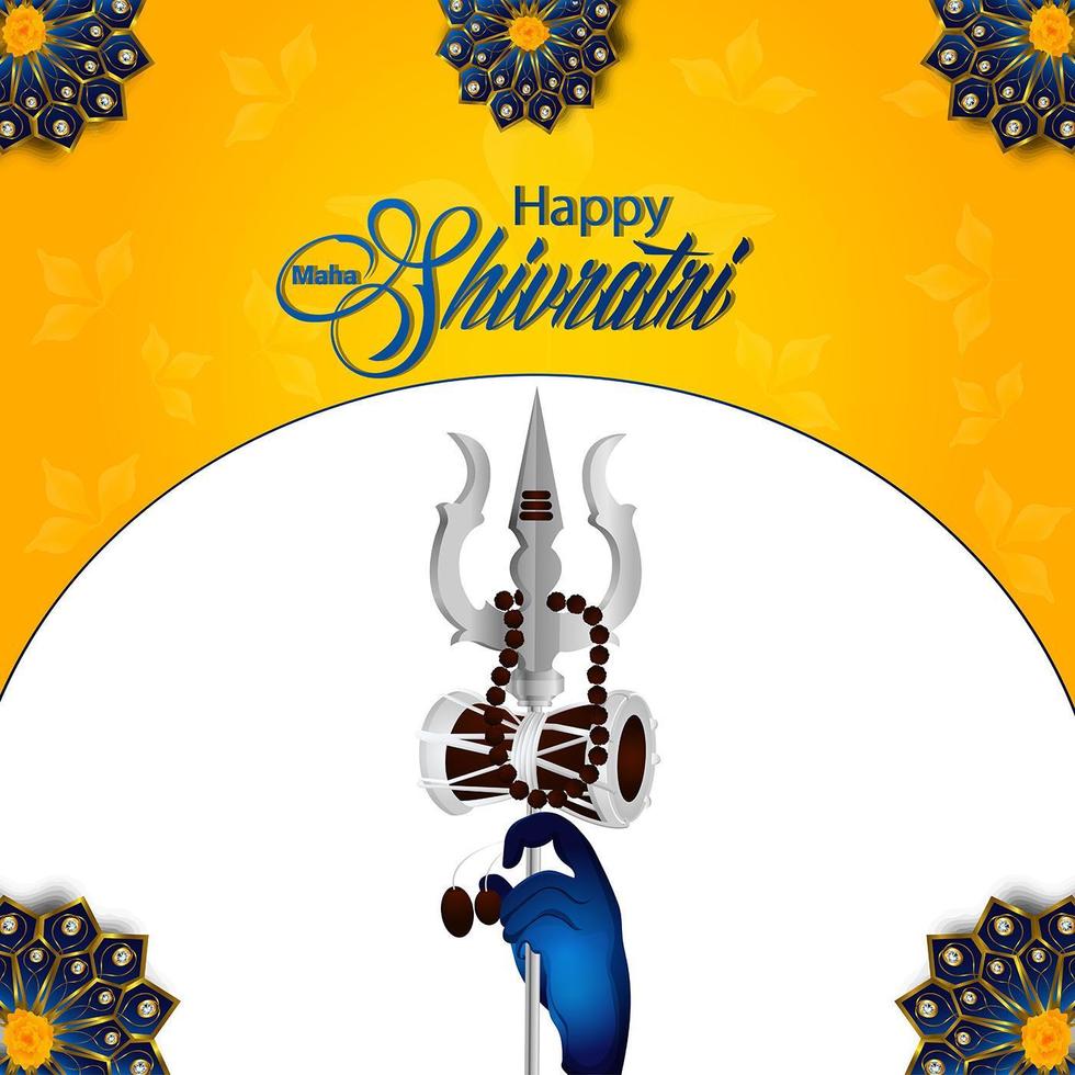 señor shivji trishul y fondo para feliz maha shivratri vector