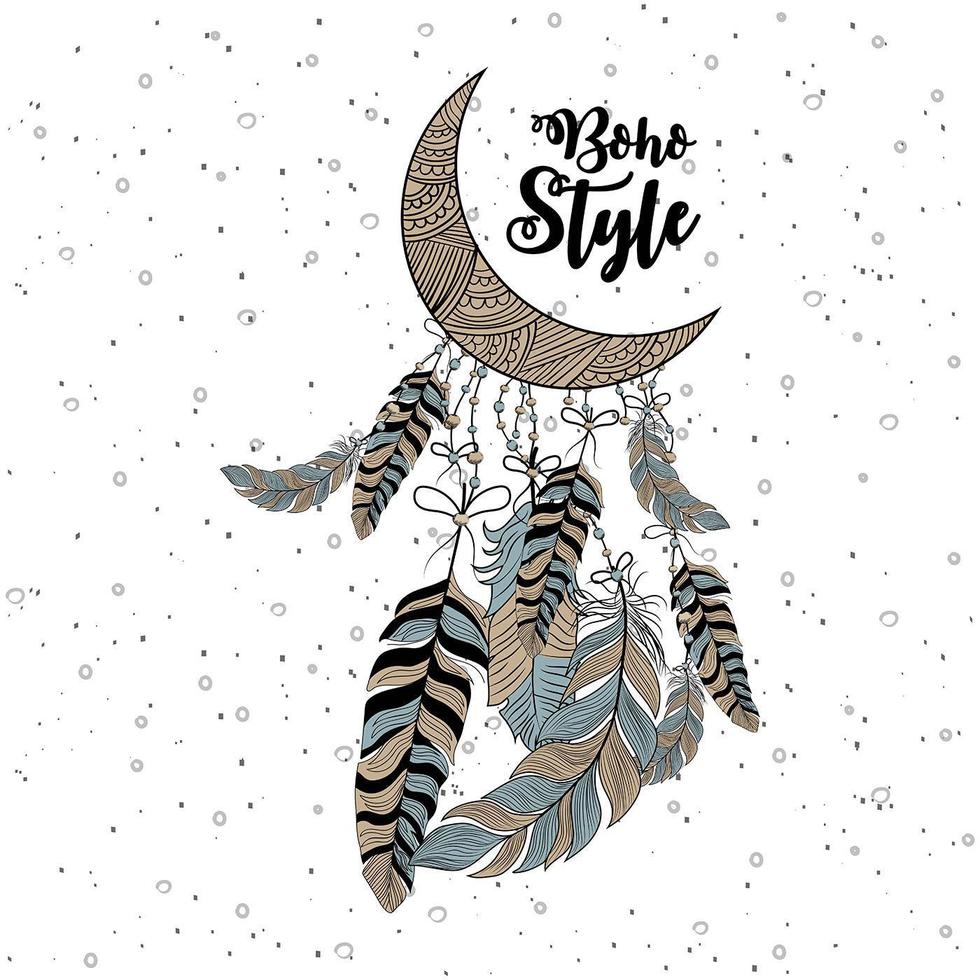 Hand drawn boho style of decorative arrow with feathers vector