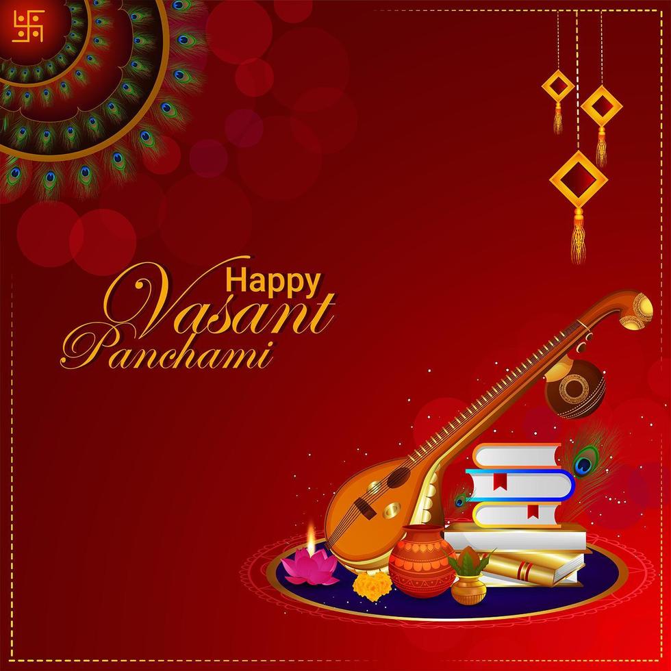 Happy vasant panchami creative elements and background vector