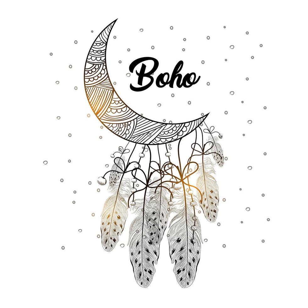 estilo boho de flecha decorativa con plumas vector