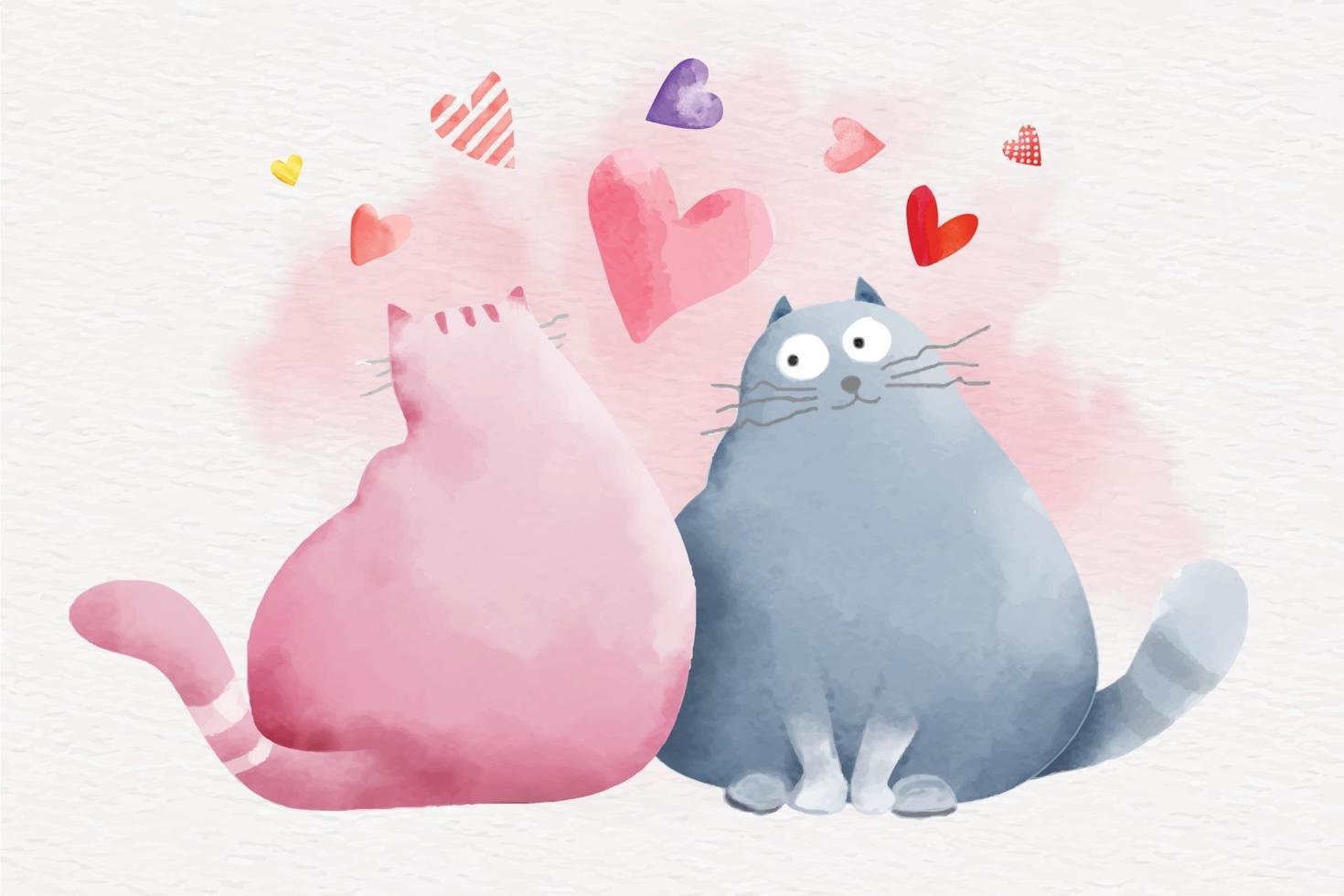 Cute Valentine's Day Cat Couple vector