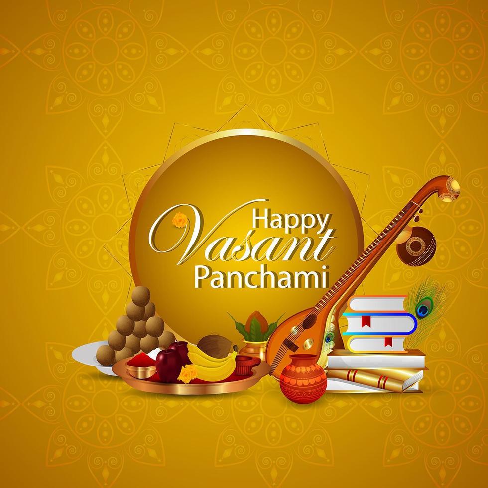 Happy vasant panchami creative elements and background vector