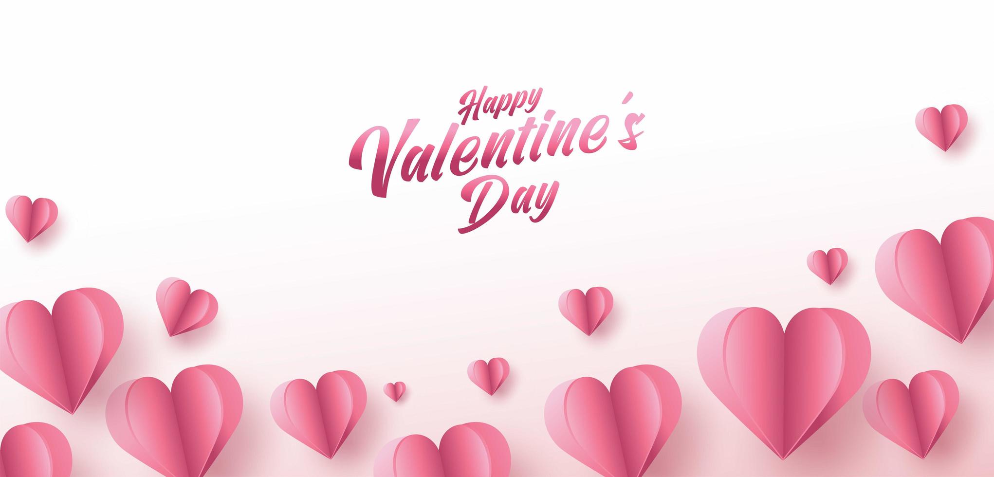 Cartel o pancarta de venta de San Valentín con muchos corazones dulces y sobre fondo de color rosa. plantilla de promoción y compra o por amor y san valentín. vector