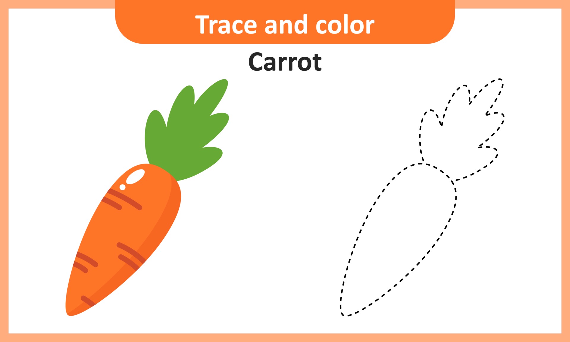 Trace and Color Carrot 1937248 Vector Art at Vecteezy