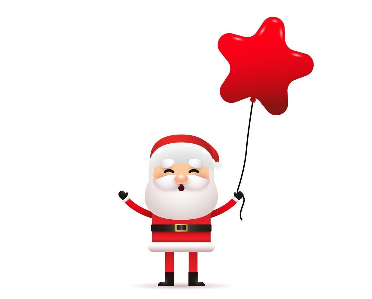 Christmas and Happy New Year. Santa claus holding Star balloon vector