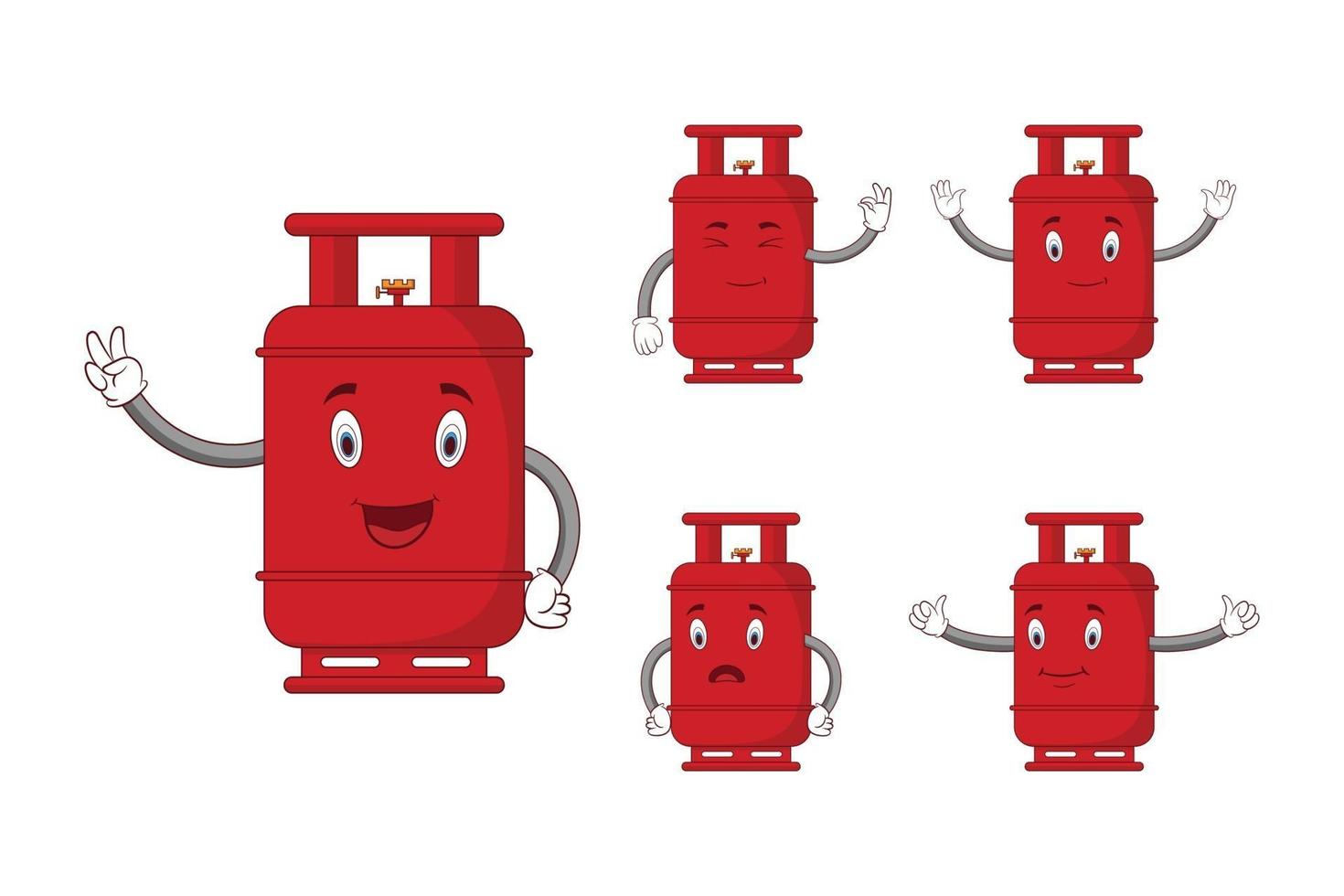 Cartoon red gas cylinder character. vector
