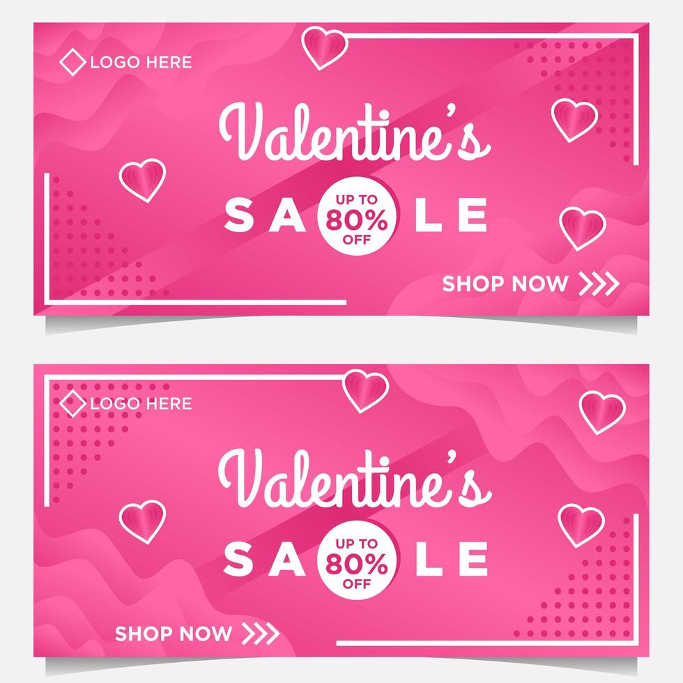 happy Valentine day banner template with pink background vector