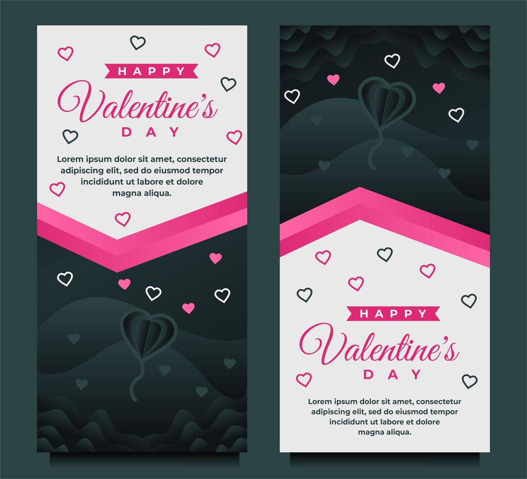 Plantilla de banner de feliz día de San Valentín con plantilla de fondo oscuro vector