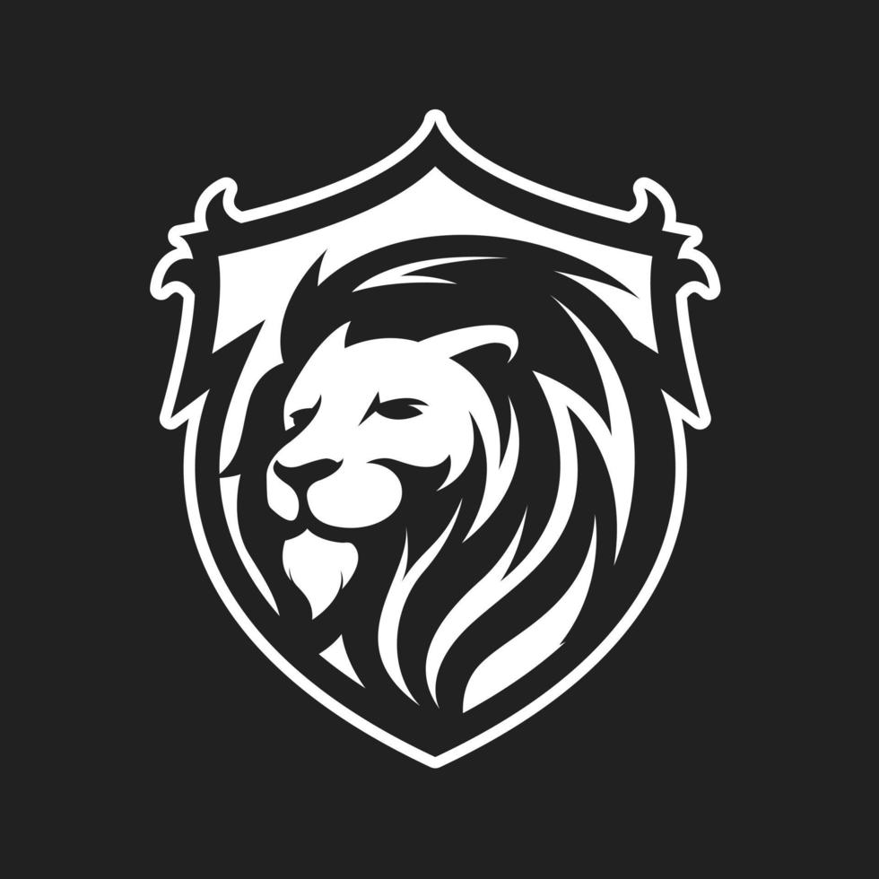 Lion in shield mascot vector