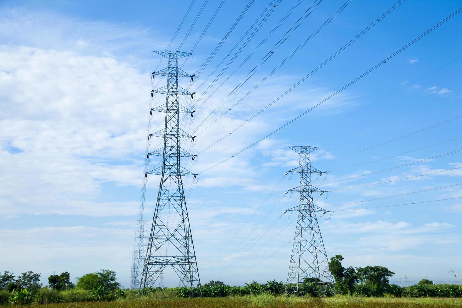 High voltage towers in Thailand photo