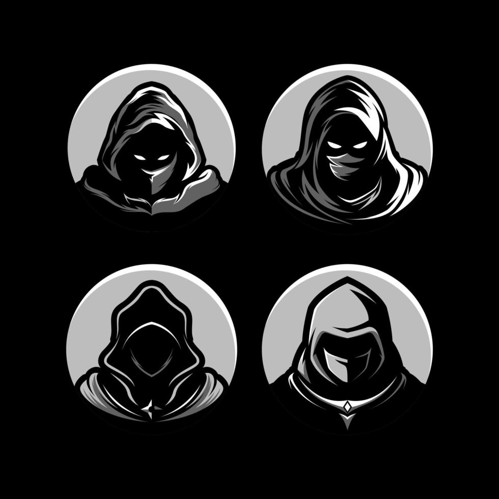 conjunto de mascota ninja vector