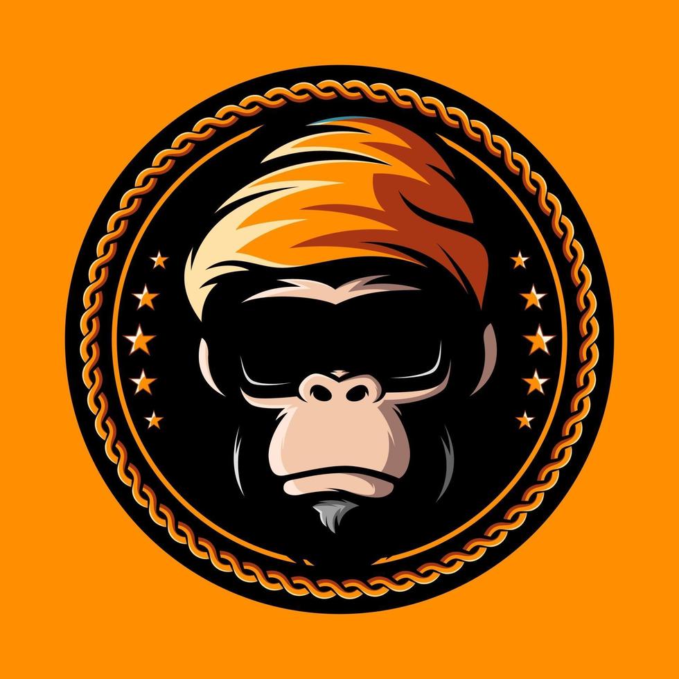 Monkey in sunglasses and beanie mascot vector