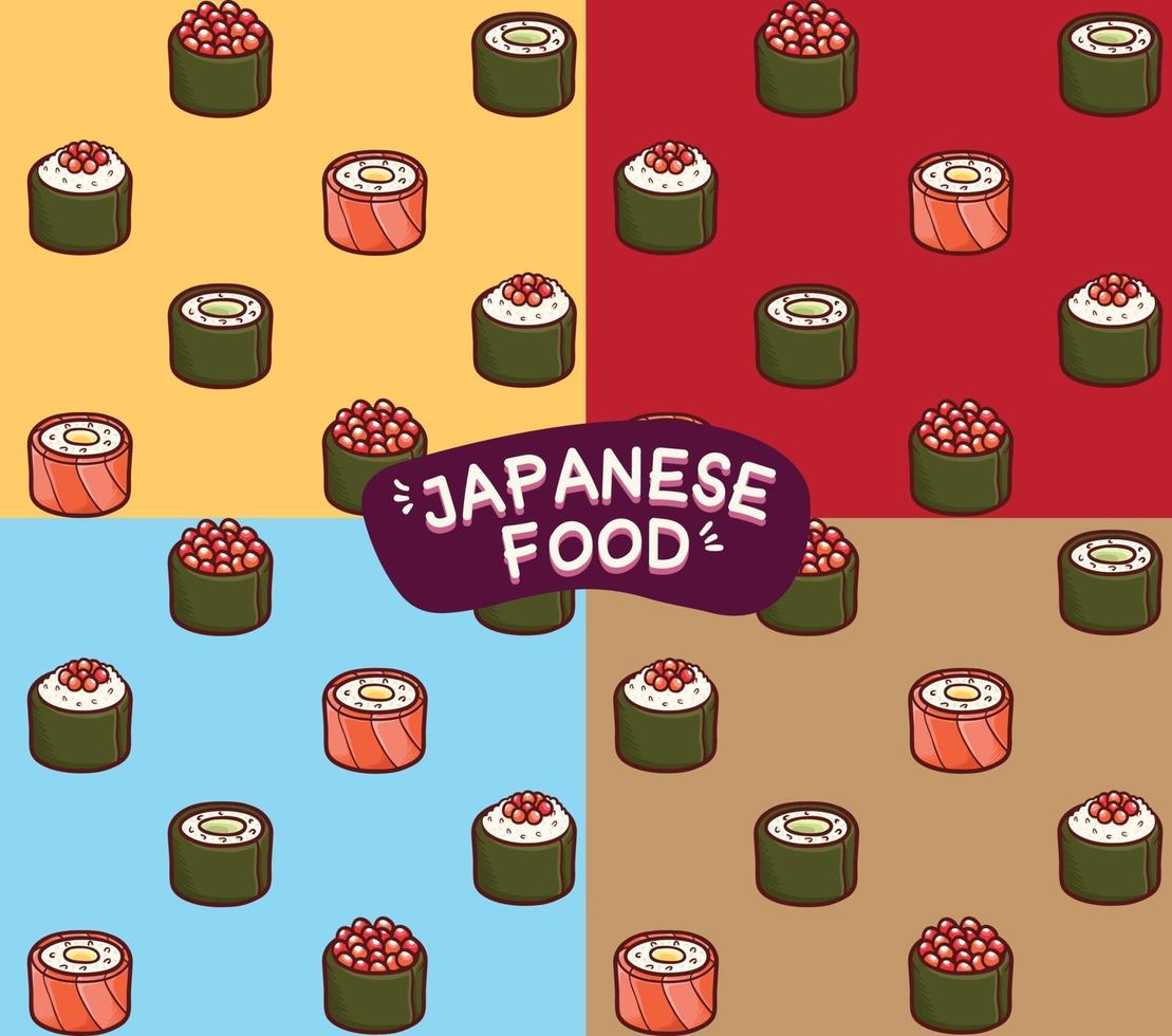 japanese foods sushi seamless pattern vector