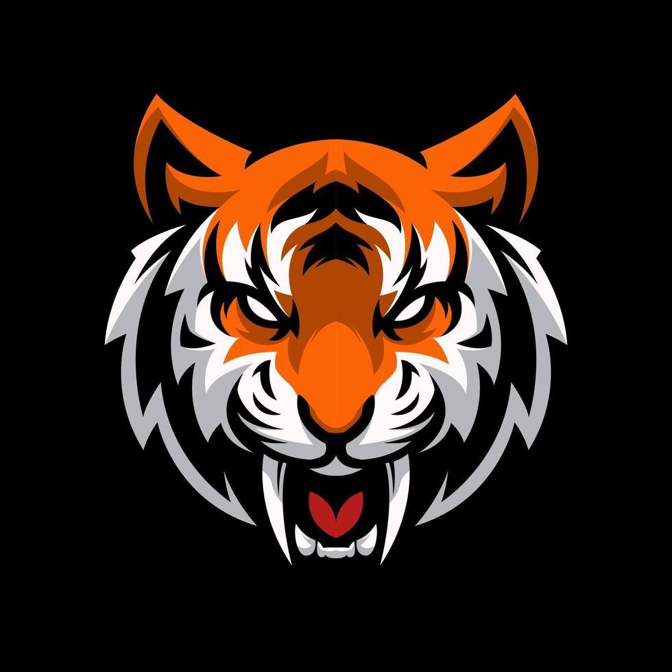 Angry tiger head mascot vector