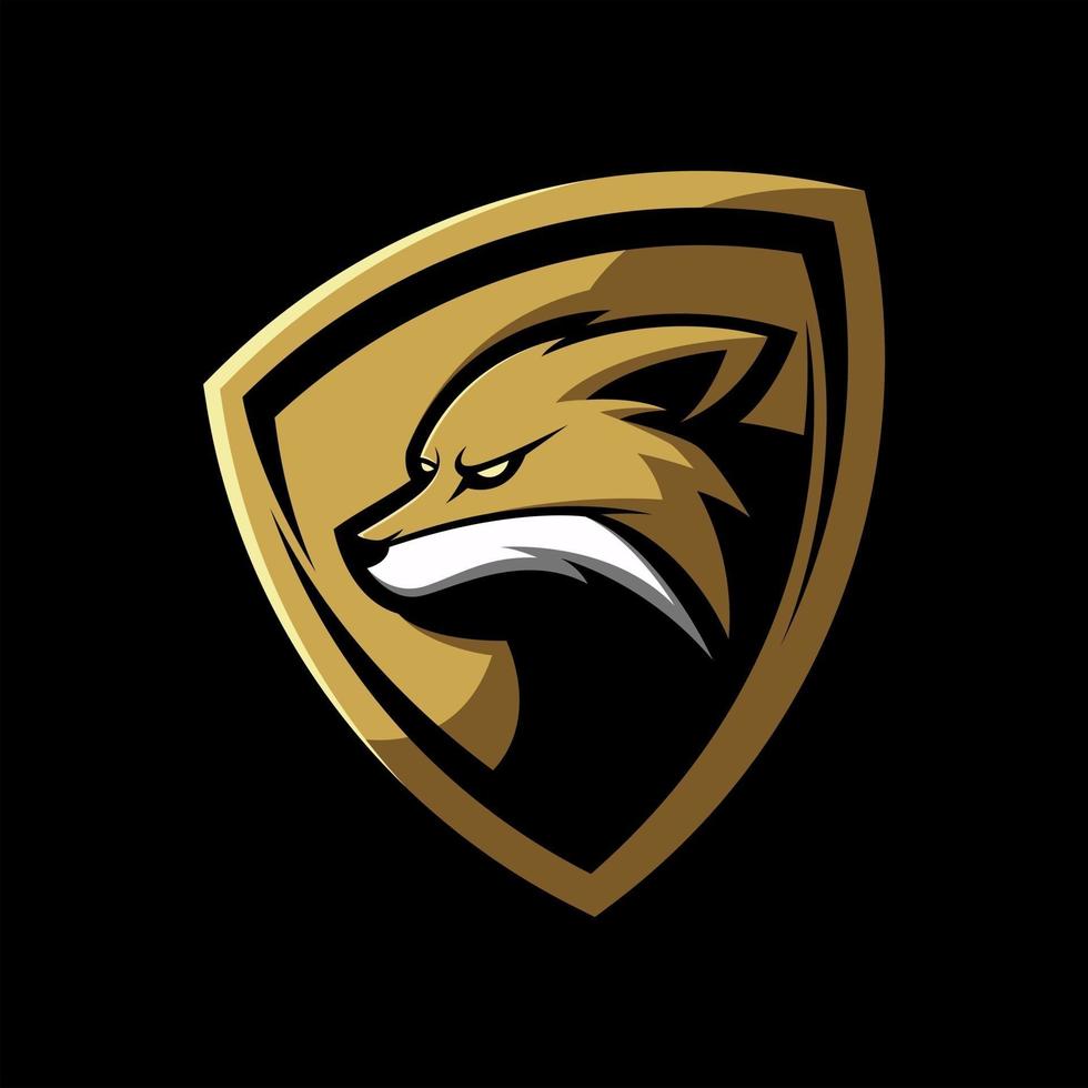 Gold fox shield mascot vector