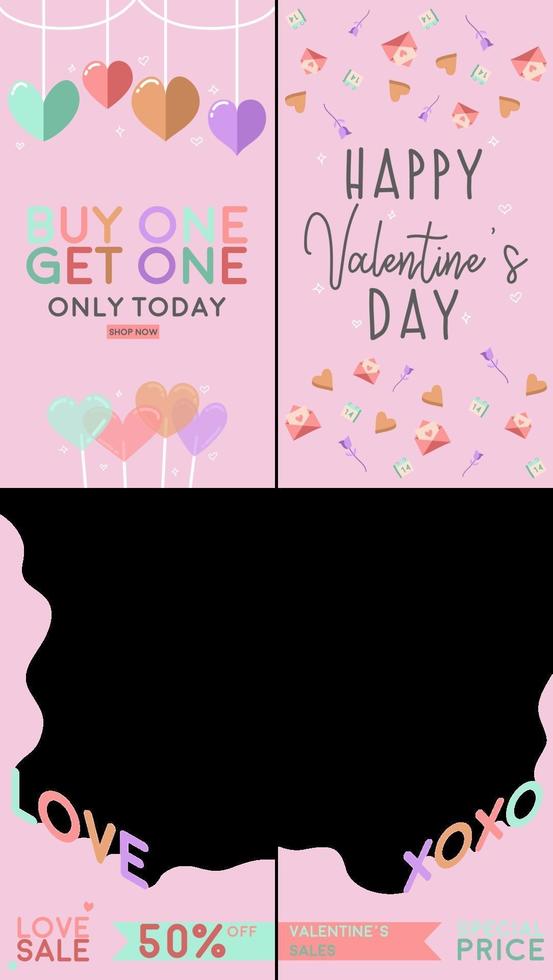 Valentine's day story banner template, Business Story template, E-commerce vector