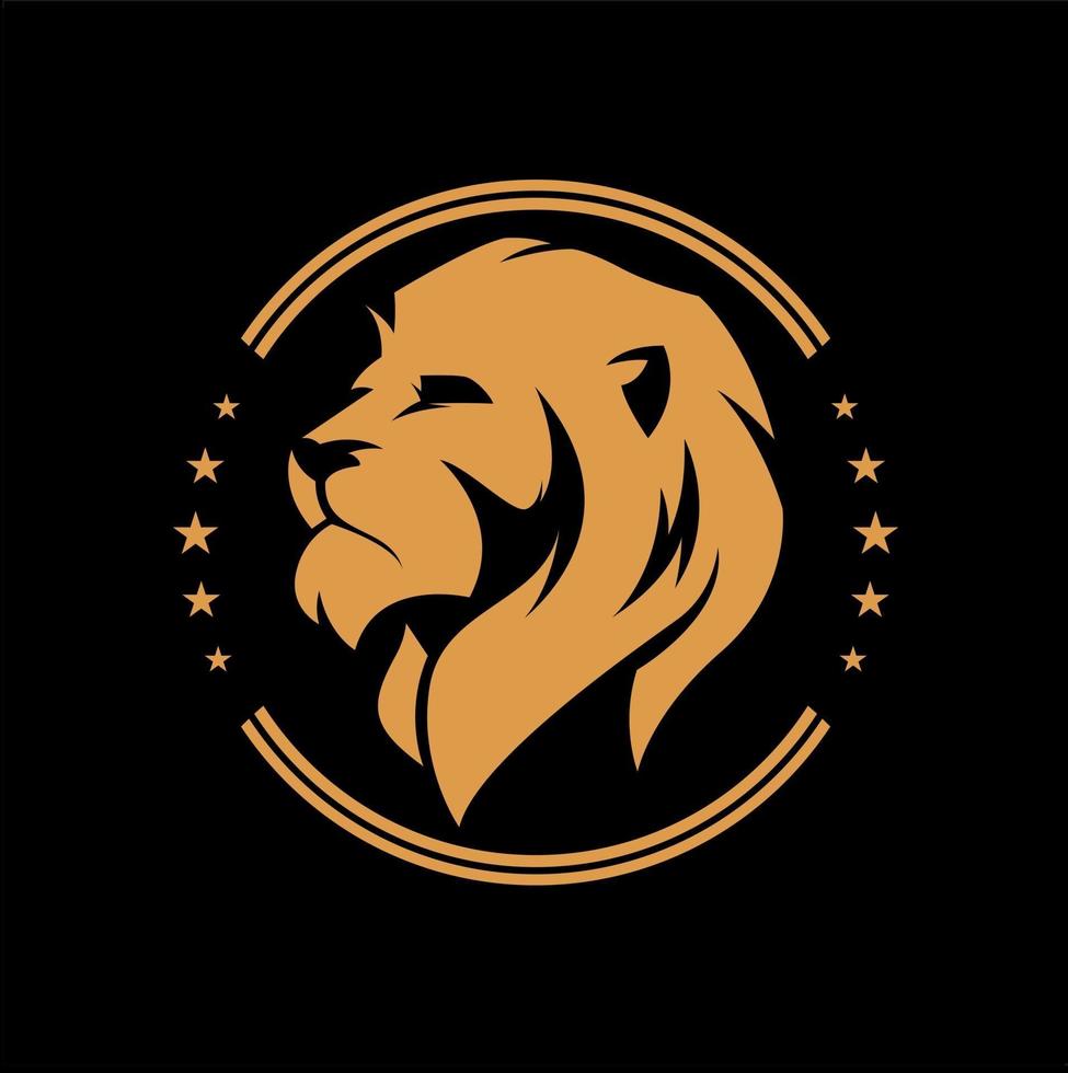 Lion head circular emblem vector