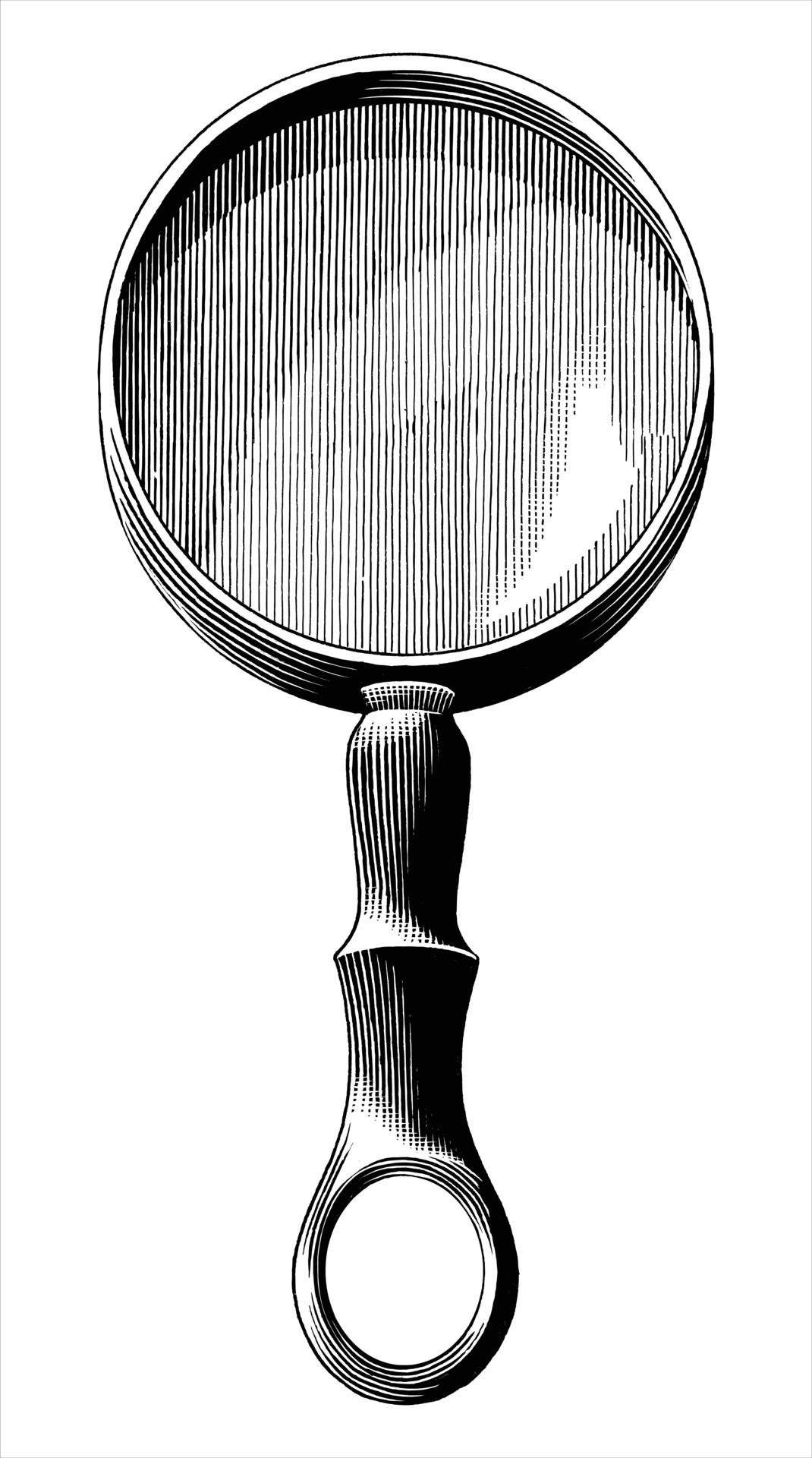 Vintage magnifier hand drawing engraving illustration black and white