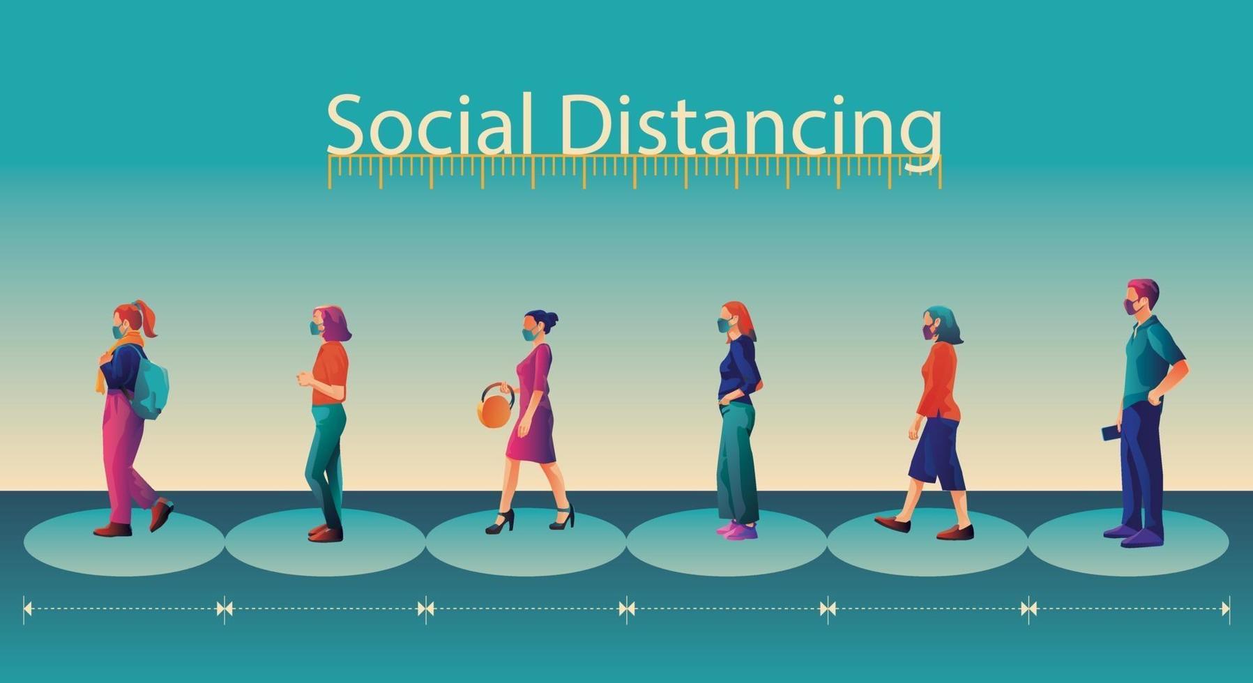 Social distancing, people keep distance and avoid physical contact, handshake or hand touch to protect from COVID-19 coronavirus spreading concept, people are using the THAILAND greeting of Sawasdee vector