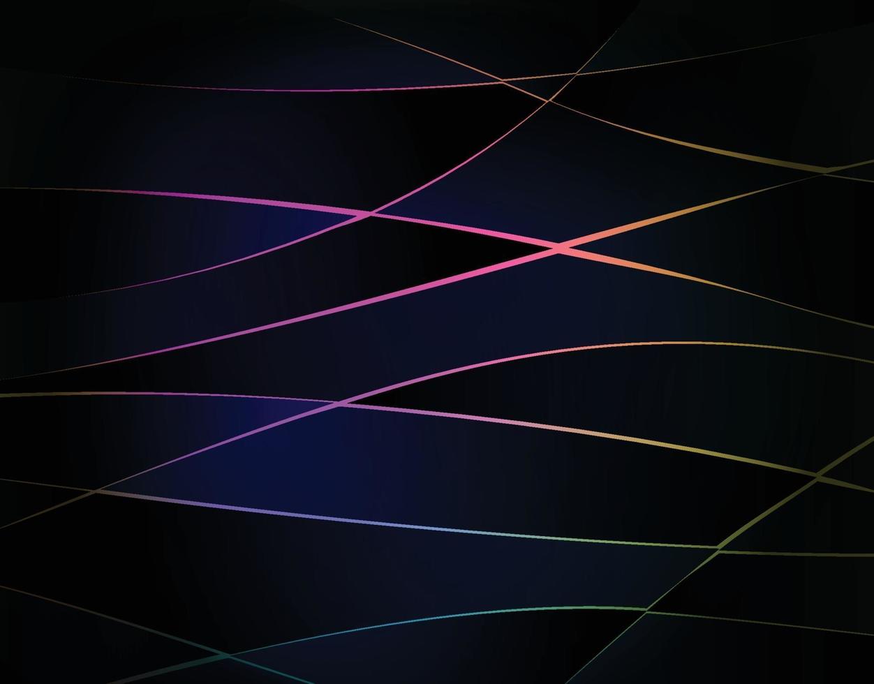 Black background cut with gradient curve lines vector