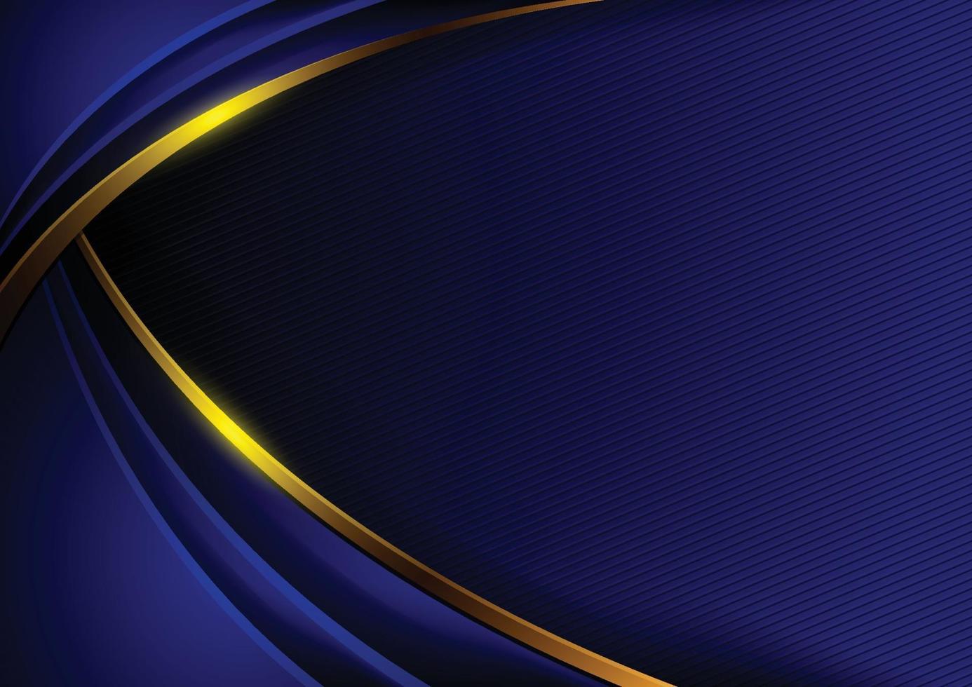 Abstract background in dark blue tones with golden curves. vector