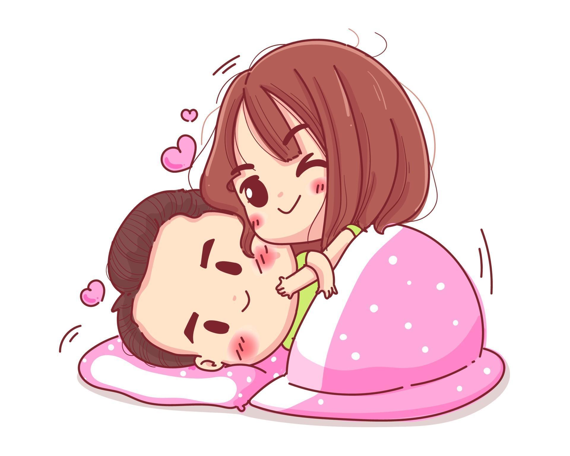 Character couple hugging with comfortable blanket happy valentine ...