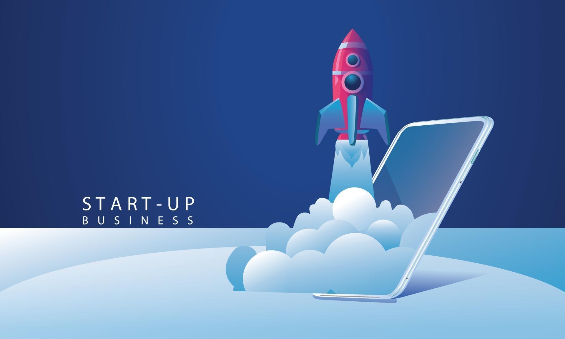 Business Startup launching product with rocket concept. Template and