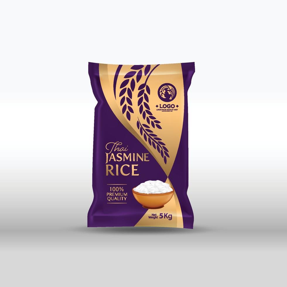 Rice Package Mockup Thailand food Products, vector illustration