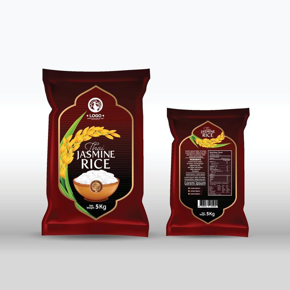 Rice Package Mockup Thailand food Products, vector illustration