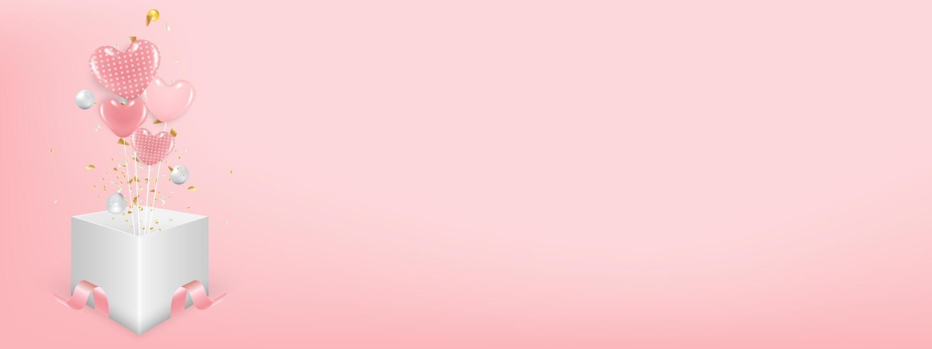 Valentine's day concept with hearts on with copy space can put your text on. Use for greeting card or banner template as design background. vector