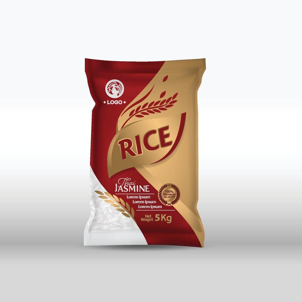 Rice Package Mockup Thailand food Products, vector illustration