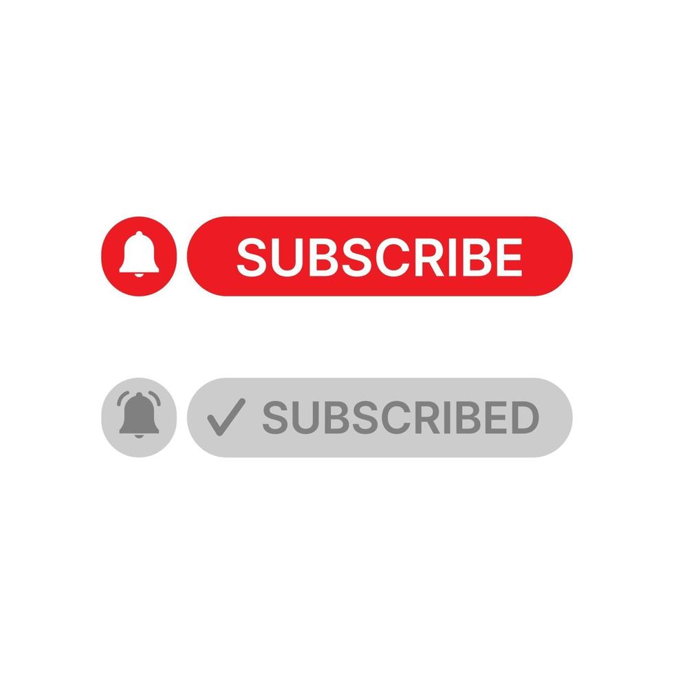 Social media button subscribe and notification on white background. vector