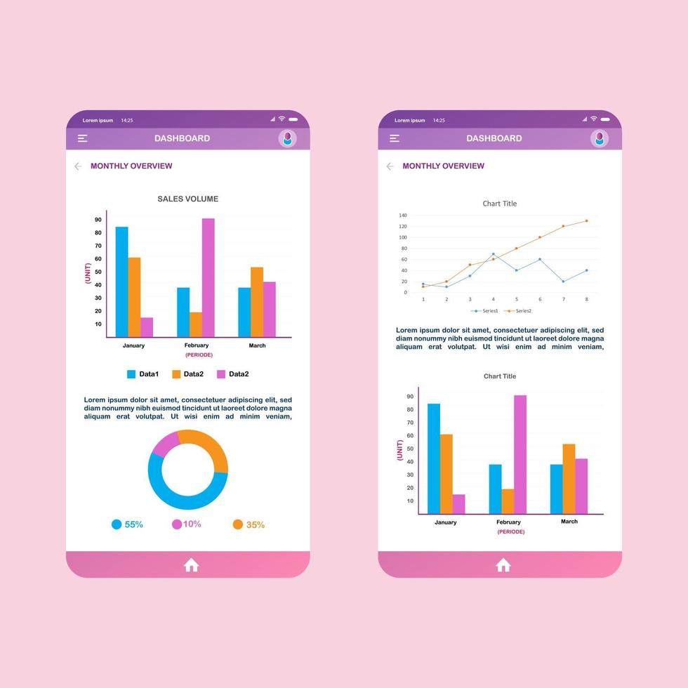 plantilla de diseño de vector de visualización de datos de elementos de infografía móvil