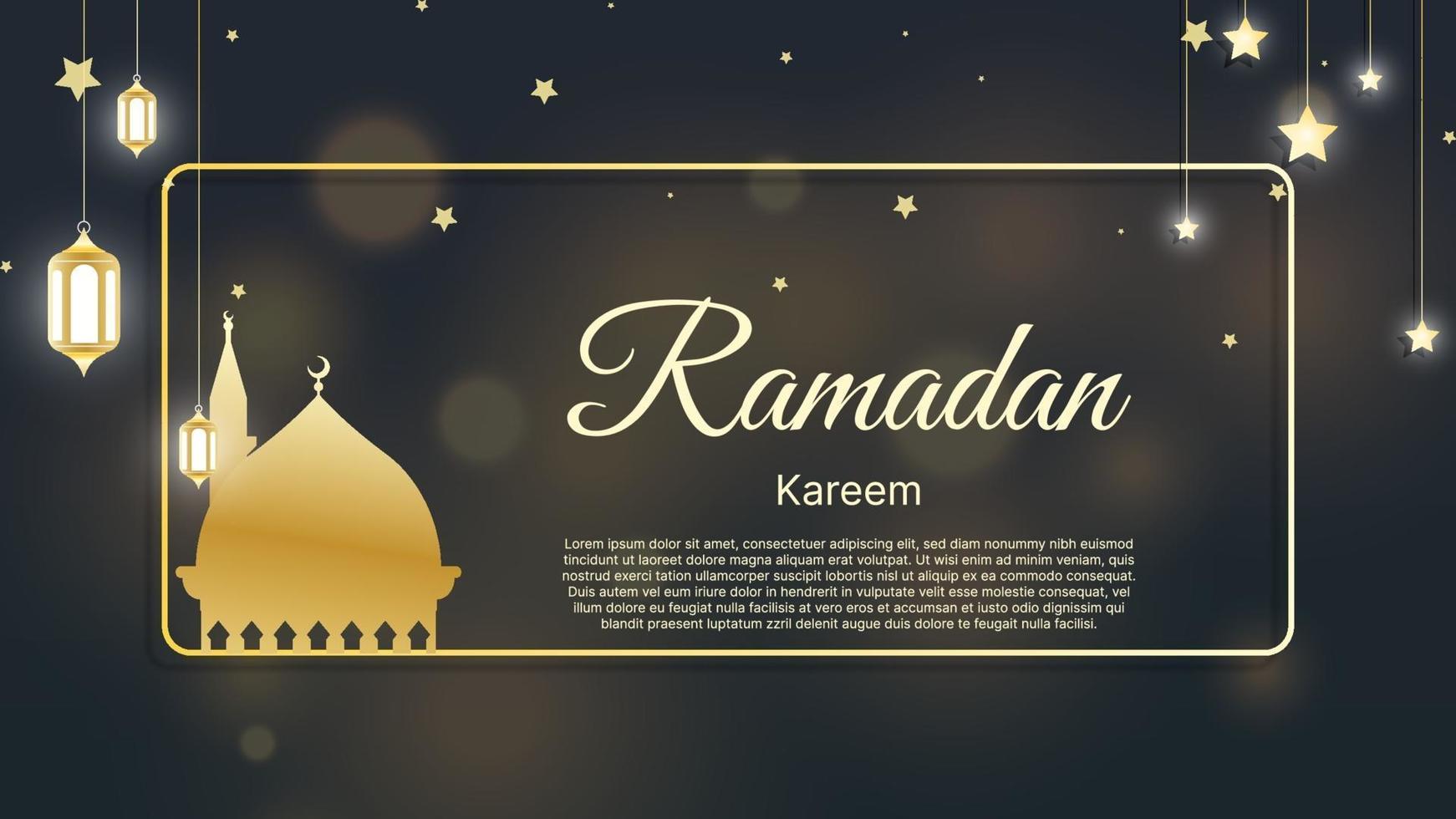 Fondo islámico ramadan kareem, eid mubarak con ilustración de vector de luz bokeh