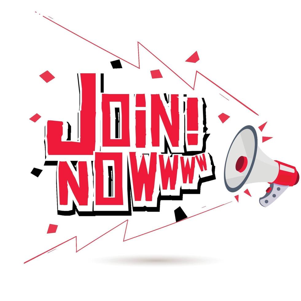 Megaphone with Join now text vector