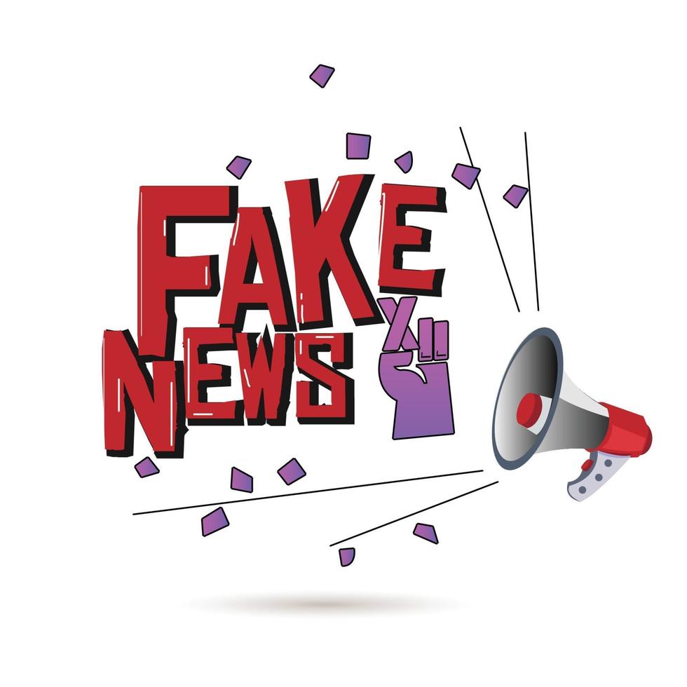 Megaphone with  fake news text vector