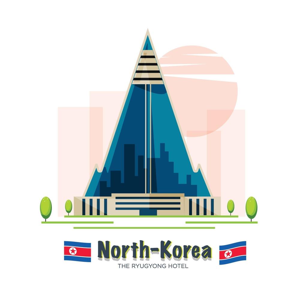 Ryugyong Hotel. Pyongyang, North Korea - vector illustration
