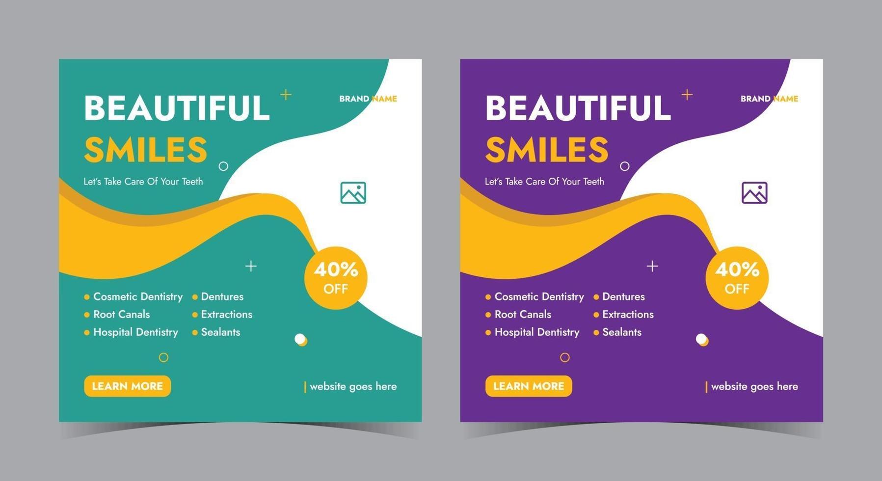 Beautiful smile poster, Dental social media post and flyer vector