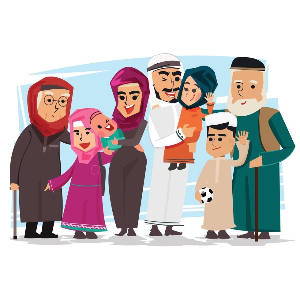 Group of Muslim family vector