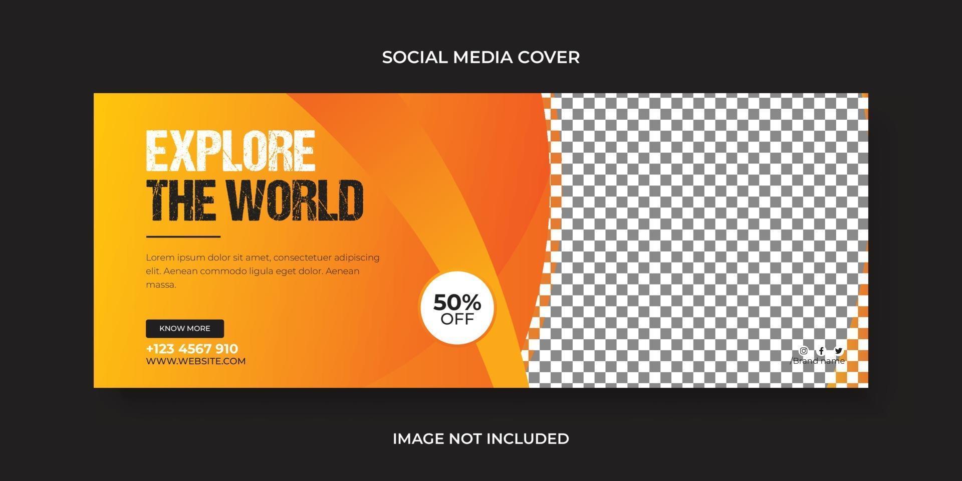 Explore the world social media cover or banner, web banner template design vector